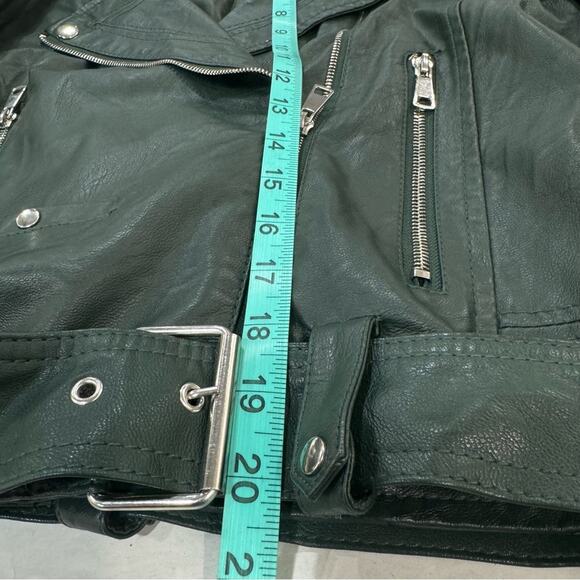 CiSono by Cavalini Green Vegan Leather Moto Jacket Medium Hunter Green Jacket - Picture 9 of 16